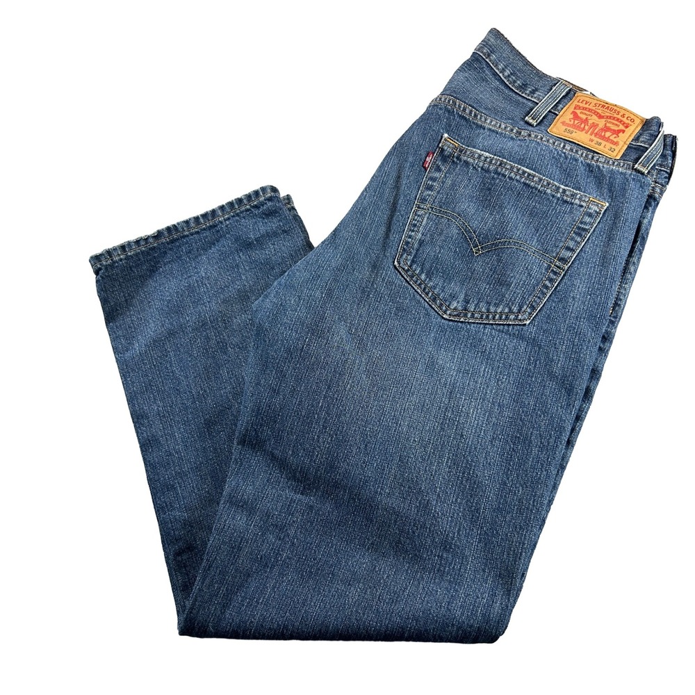 Levi's 559 Relaxed Straight Jeans Mens 38x32 Blue Denim Mid Wash Classic